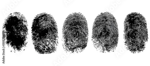 Abstract grunge fingerprint set texture background design. grungy ink fingerprint rough dirty and identity pattern vector illustration bundle.