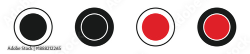 Record Button Icon. Red Circle REC and Video Capture Symbol. Vector Illustration.