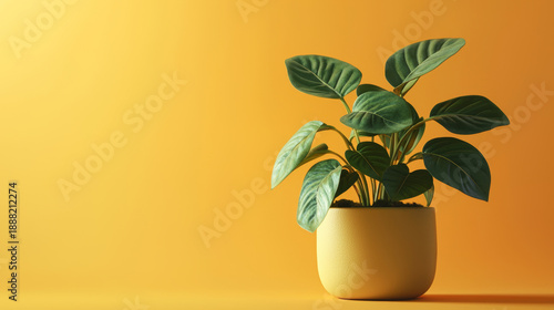 Wallpaper Mural A Stylish Indoor Plant in a Bright Yellow Pot Set Against a Warm and Inviting Background Torontodigital.ca