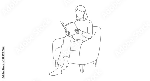 woman reading book in cozy armchair for lifestyle and leisure concept illustrating quiet relaxation and personal development at home