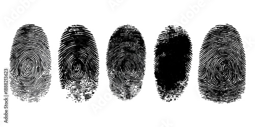 Abstract grunge fingerprint set texture background design. grungy ink fingerprint rough dirty and identity pattern vector illustration bundle.