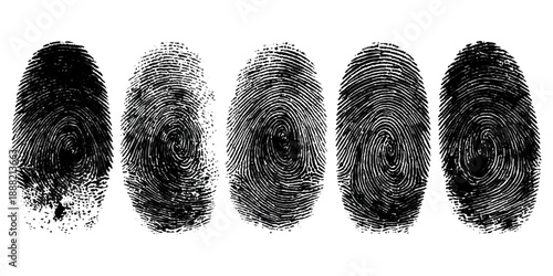 Abstract grunge fingerprint set texture background design. grungy ink fingerprint rough dirty and identity pattern vector illustration bundle.