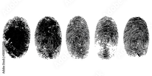 Abstract grunge fingerprint set texture background design. grungy ink fingerprint rough dirty and identity pattern vector illustration bundle.