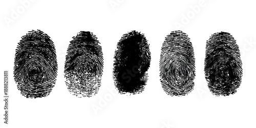 Abstract grunge fingerprint set texture background design. grungy ink fingerprint rough dirty and identity pattern vector illustration bundle.