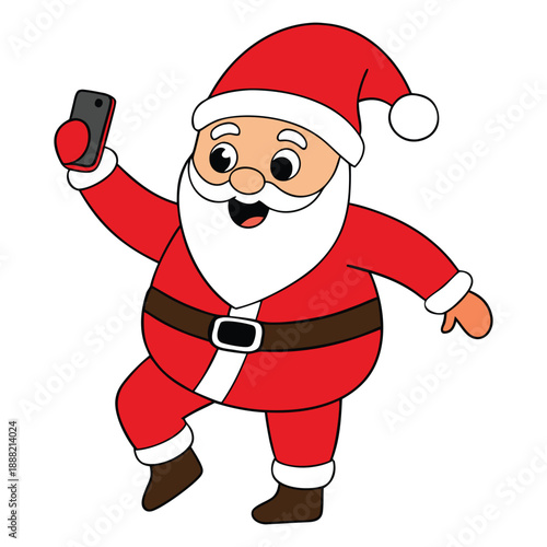 Santa Claus Taking a Selfie Vector Illustration