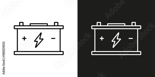 Accumulator or car battery - vector editable line icon.