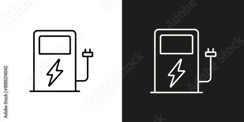 Electric Vehicle charging station - vector editable line icon.