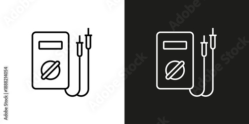 Voltage tester or multimeter - vector editable line icon.
