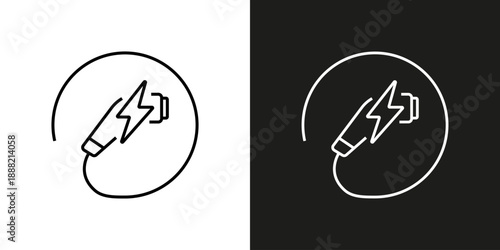 EV charging plug - vector editable line icon.