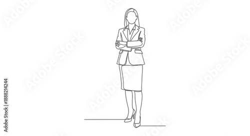 Wallpaper Mural businesswoman with arms crossed standing in a minimalist line art drawing for corporate presentations and professional success concepts Torontodigital.ca