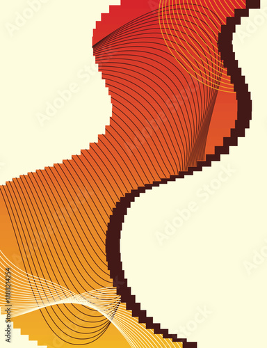 Curved lines and pixelated edges on cream background. Template for Banner, background and etc.