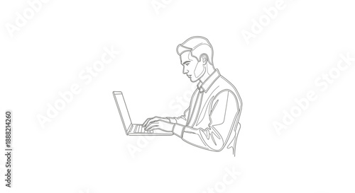 man working on laptop in a professional setting focused on digital tasks embodying productivity and modern business operations.