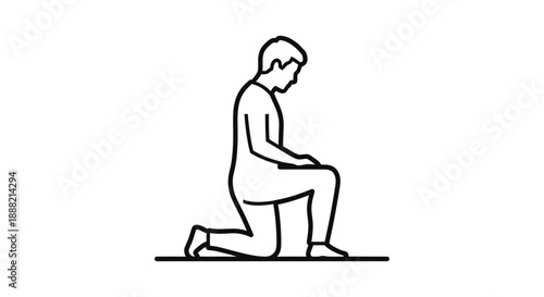 man kneeling on the ground in a posture of humility and contemplation representing concepts of prayer respect and spiritual devotion