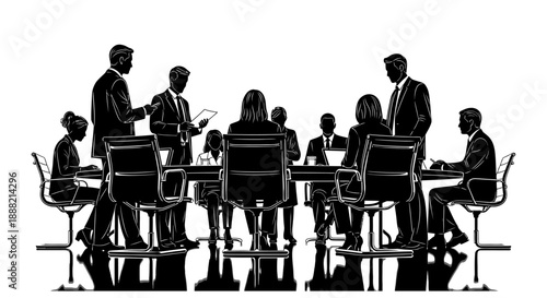 business meeting of corporate professionals collaborating around a conference table symbolizing teamwork strategy and effective decision-making