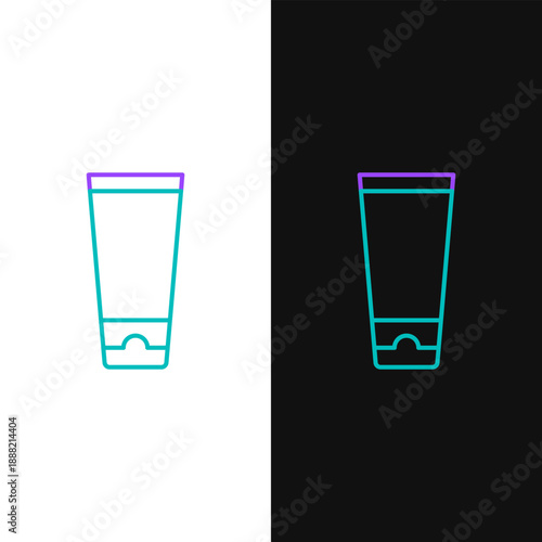 Line Cream or lotion cosmetic tube icon isolated on white and black background. Body care products for men. Colorful outline concept. Vector