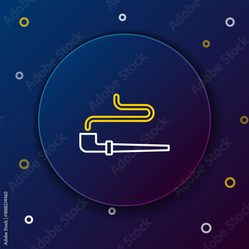 Line Native American indian smoking pipe icon isolated on blue background. Colorful outline concept. Vector