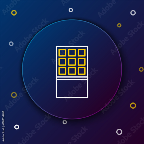 Line Chocolate bar icon isolated on blue background. Colorful outline concept. Vector