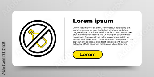 Line No alcohol icon isolated on white background. Prohibiting alcohol beverages. Forbidden symbol with beer bottle glass. Colorful outline concept. Vector