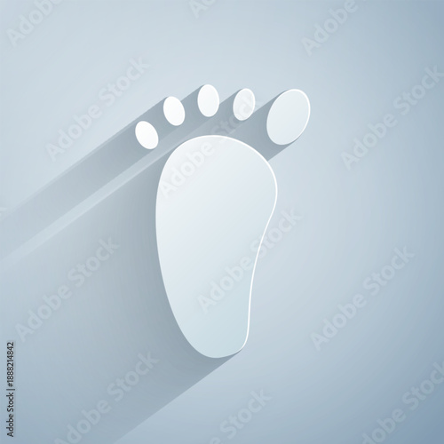 Paper cut Foot massage icon isolated on grey background. Paper art style. Vector