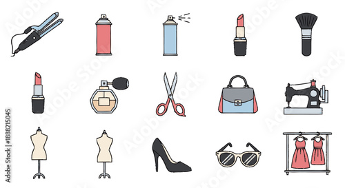Fashion Accessories and Beauty Products Illustration.