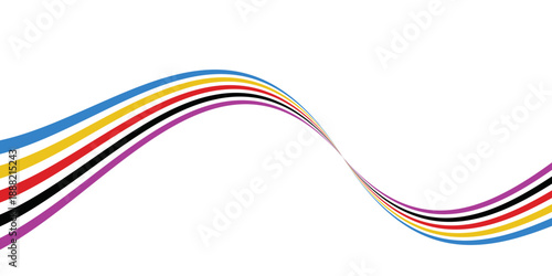 abstract wavy stripes with the colors of Paris Olympics games 2025 . vector illustration