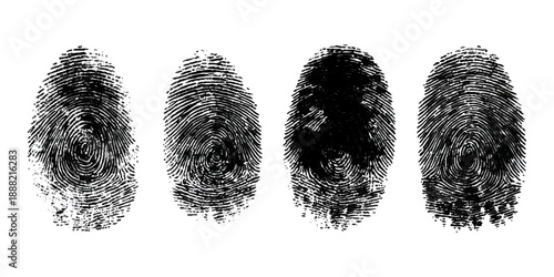 Abstract grunge fingerprint set texture background design. grungy ink fingerprint rough dirty and identity pattern vector illustration bundle.