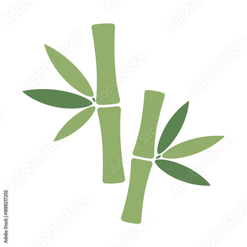 Green Bamboo Stems with Leaves Illustration Design Element
