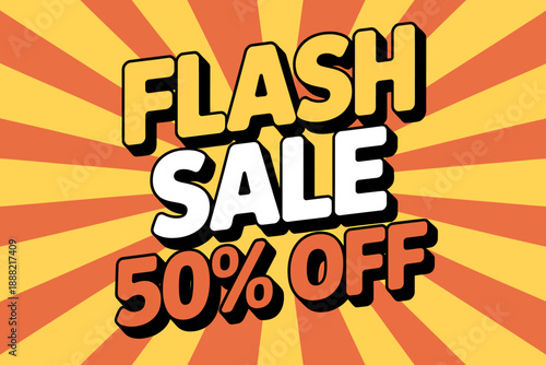 Vibrant Flash Sale Banner with 50 Percent Discount Offer