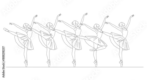 ballet dancers line art illustration featuring a group of elegant ballerinas performing in unison great for dance studios or creative designs