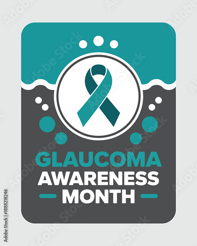 Glaucoma Awareness Month Symbol with Teal Ribbon Design