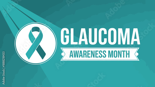 Glaucoma Awareness Month Ribbon Symbol on Teal Background