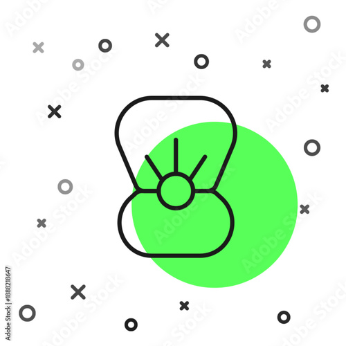 Black line Natural open shell with pearl icon isolated on white background. Scallop sea shell. Seashell sign. Vector