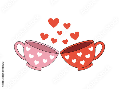 Two HeartShaped Tea Cups Celebrating Love Together