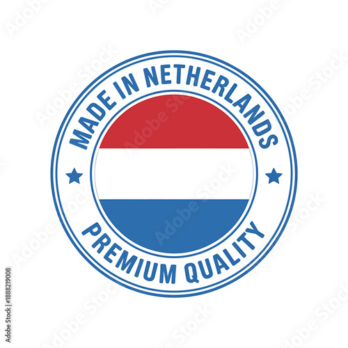 Netherlands Flag Premium Quality Made in Netherlands Stamp