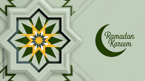 Ramadan Kareem Greeting Card with Islamic Star Pattern