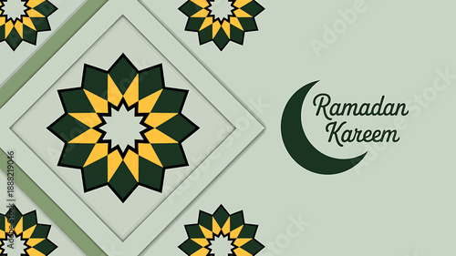 Ramadan Kareem Greeting Card with Islamic Patterns