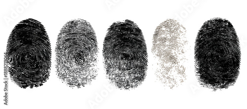 Abstract grunge fingerprint set texture background design. grungy ink fingerprint rough dirty and identity pattern vector illustration bundle.