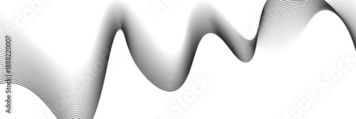 Elegant abstract design featuring monochrome wavy fine lines intertwined against a white background. vector.eps 10