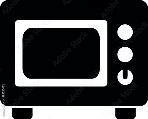 Black Icon of Countertop Microwave Oven with Control Knobs