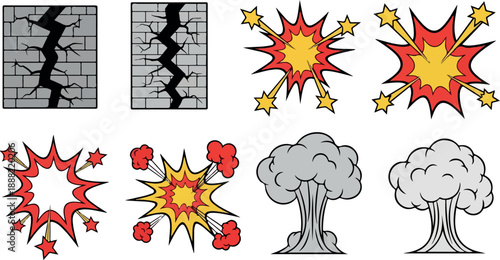 Cartoon Explosion and Crack Graphics A Collection of Dynamic Vector Illustrations for Various Designs