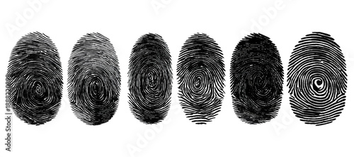 Abstract grunge fingerprint set texture background design. grungy ink fingerprint rough dirty and identity pattern vector illustration bundle.