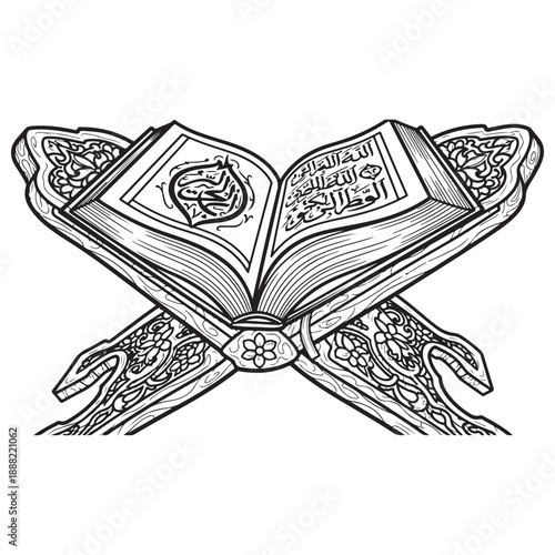 Ornate Holy Book Open on Decorative Stand