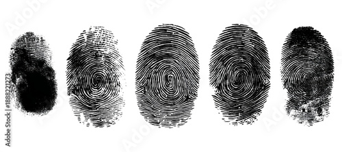 Abstract grunge fingerprint set texture background design. grungy ink fingerprint rough dirty and identity pattern vector illustration bundle.