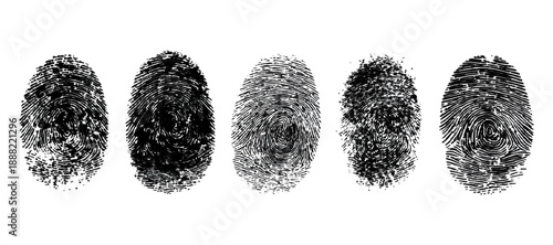 Abstract grunge fingerprint set texture background design. grungy ink fingerprint rough dirty and identity pattern vector illustration bundle.