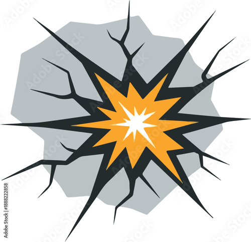Explosion Illustration Creative Design of a Bursting Effect with Dynamic Cracks