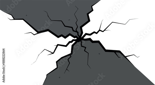 Cracked surface Abstract illustration of a broken or damaged background. Conceptual design