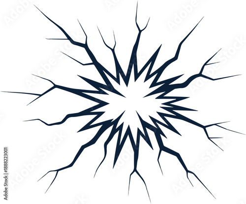 Cracked Surface Illustration A Graphic Representation of Breakage and Damage with Detailed Lines