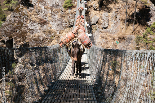 Hillary suspension bridge view along EBC trek, Nepal