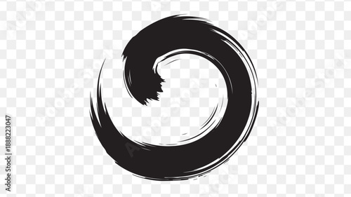 Black brush stroke circle vector icon isolated on Transparent Background