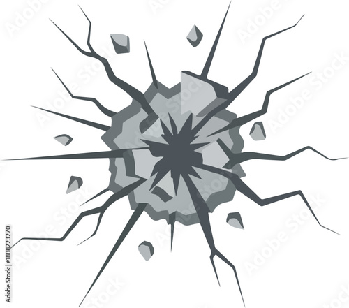 Cracked Surface Illustration A Graphic Representation of Breakage and Damage with Detailed Cracks